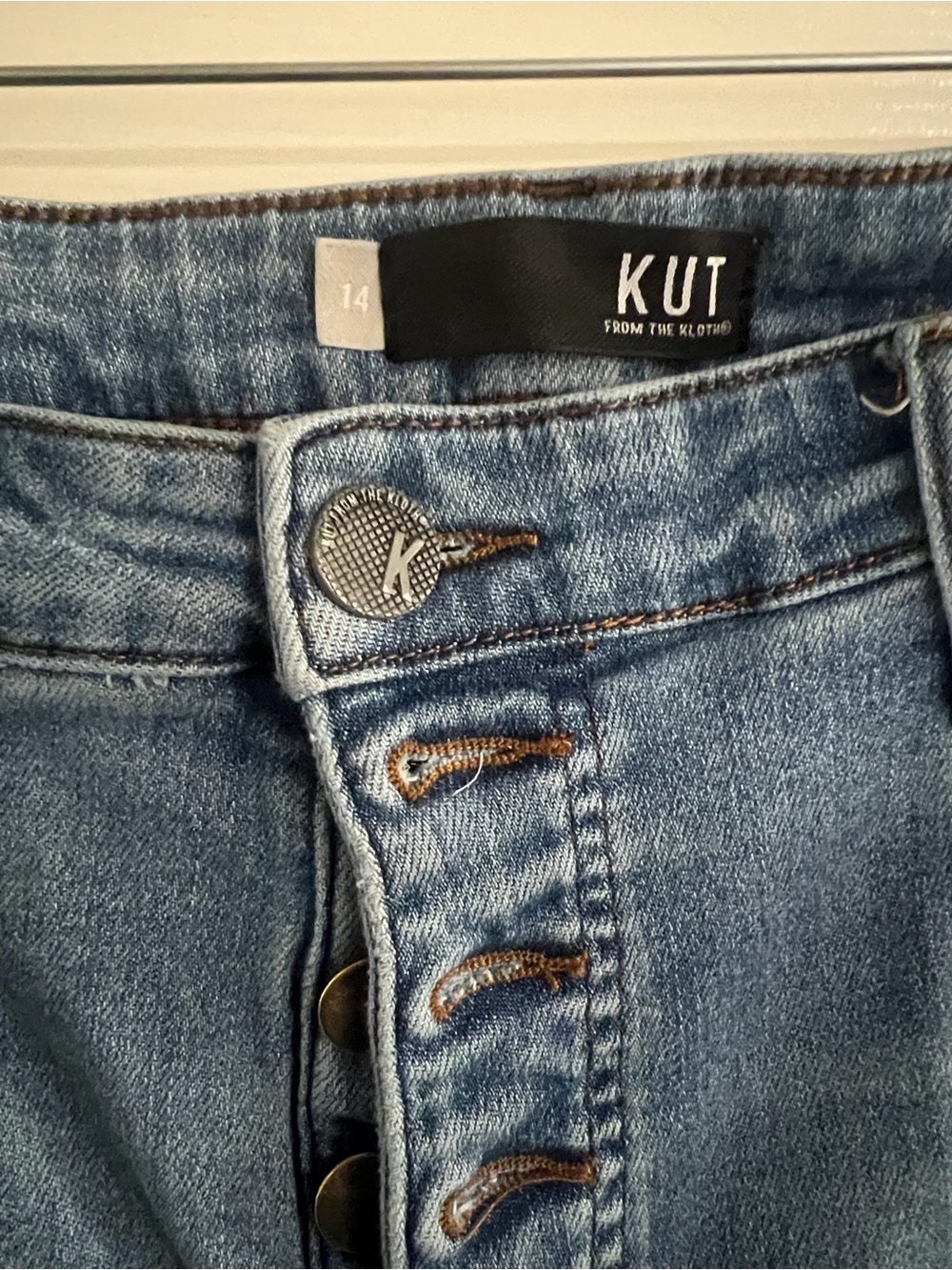 Kut from the Kloth Light Blue High-Rise Button-Fly Jeans